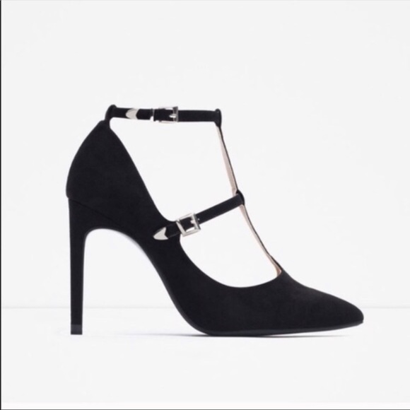 🔥 Zara Super Sexy Strappy Suede Pumps Size 7 1/2 - Picture 3 of 4